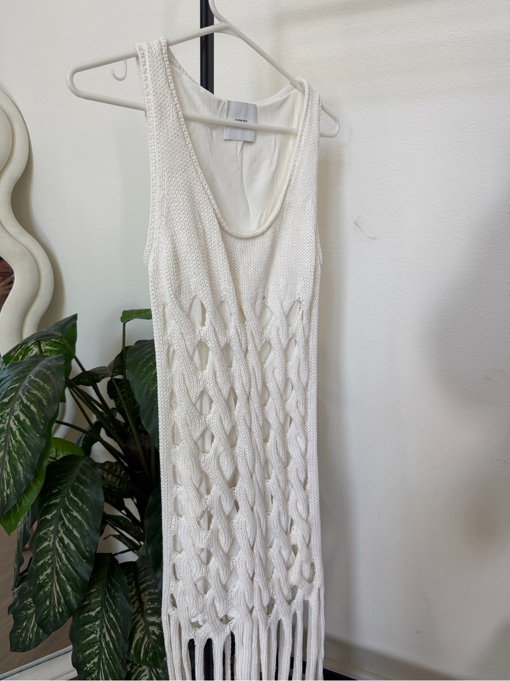 ANKVAS Aubri White heavy Crochet Fringe Tank Dress size small - Picture 6 of 10